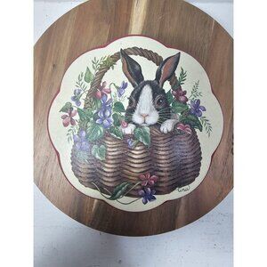 Century Resources Bunny Rabbit Violets Basket By Tina Tin Box Container Canister